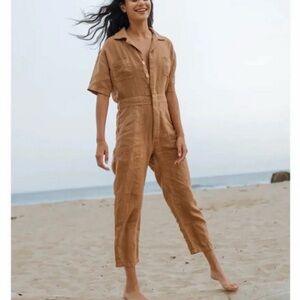 MATE the Label Brown Short-Sleeve Jumpsuit